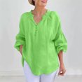 thumbnail image 2 of Algodón Falda Larga Mujeres Nuevo Casual Algodón Y Lino Manga Corta Pullover, V-Cuello Puerta Tubo Multi-Color Top, 2 of 7
