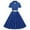 Blue, variant on QUYUON Women Vintage Cocktail Dresses for Evening Party Knee Length Dress Polka Dot Printed Lapel Neck Button Down Collar Short Sleeve V-Neck Pleated A-Line Dress Style D-1487 Blue XL