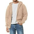 thumbnail image 3 of GrmtClth Hoodies for Men Loose Fit Full Zip Drawstring Hooded Sweatshirt Fall Fashion Long Sleeve Pullover Tops Soft Outerwear with Pockets Beige XL, 3 of 4