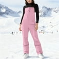thumbnail image 5 of Women's Bib Snow Pants Windproof Waterproof Hiking Insulated Romper Snowpants Overalls with Pockets for Skiing Pink XL, 5 of 9