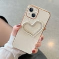 thumbnail image 6 of Compatible with iPhone 14 Plus Case for Women and Girls Bling Diamond Case Luxury Plating Glitter Sparkly Heart Crystal Rhinestone Pearl Case Fashion Slim Camera Protection Cover, 6 of 7