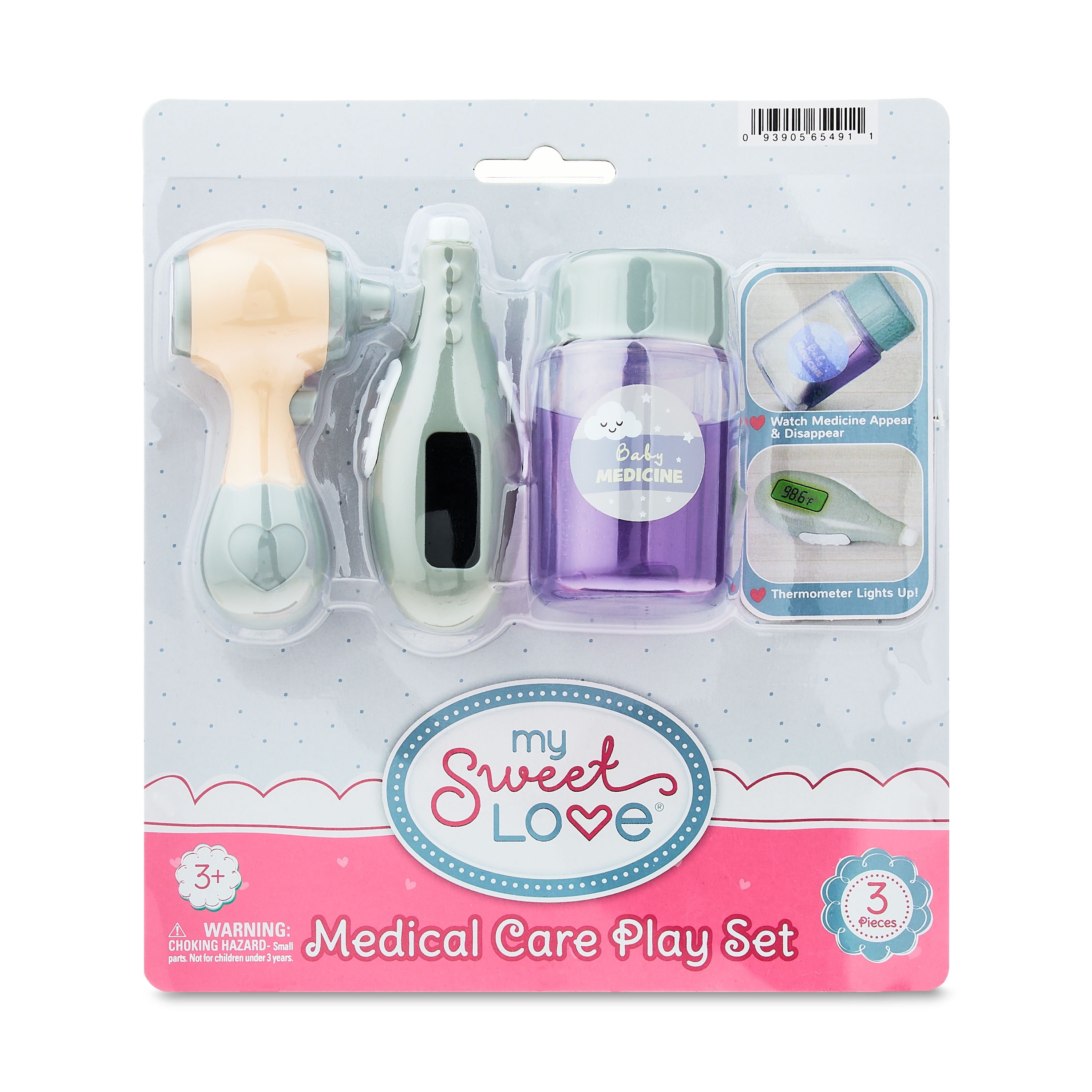 My Sweet Love Medical Care Play Set Baby Doll Accessories, 3-Piece Set, Plastic, Children Ages 3+
