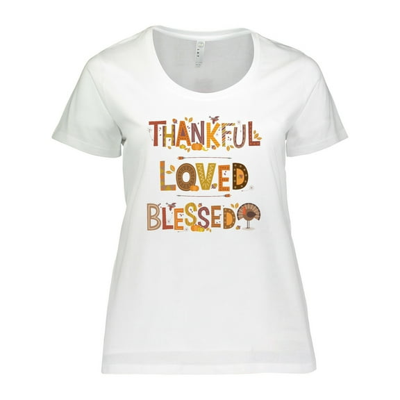 Inktastic Thankful Loved Blessed Women's Plus Size T-Shirt