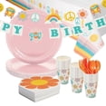 thumbnail image 2 of 131 Pieces Groovy Birthday Party Disposable Tableware Kit for 24 Guests, 2 of 6