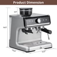 thumbnail image 4 of Aoile 1450W Espresso Machine with Grinder & Milk Frother, 20 Bar Semi-Automatic Cappuccino Latte Coffee Maker, 4 of 8