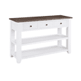 thumbnail image 2 of MAYEERTY Retro Console Table with 2 Open Shelves, Solid Pine Wood Frame, Brown & White, 2 of 12