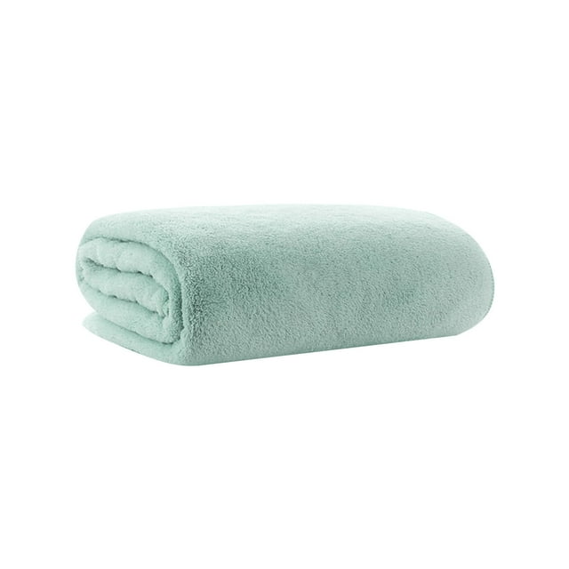 Maplenight Large Soft Velvet Bath Towel - Super Absorbent, Quick-Dry & Stylish Striped Design for Adults & Home Use Green
