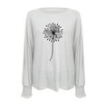 thumbnail image 5 of Jewelreauty Women's Long Sleeve Shirts Floral Print Tighten Cuff Round Neck Blouses Casual Lightweight Loose Fit Pullover Tops (2XL, White), 5 of 5