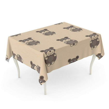 

SIDONKU Abstract Brown Bears Pattern Baby Beautiful Cartoon Character Tablecloth Table Desk Cover Home Party Decor 60x84 inch