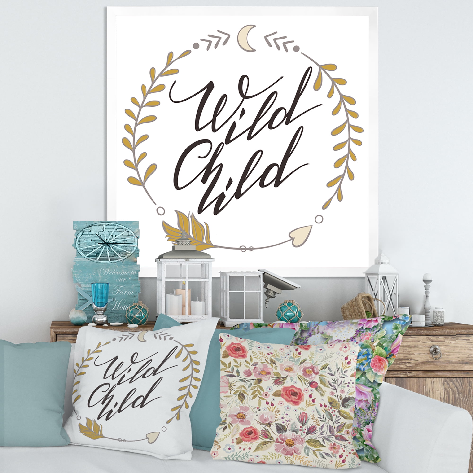 Designart 'Wild Child Under Arrows Circled' Traditional Framed Art Print