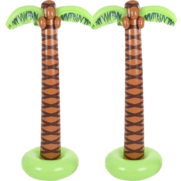 The Dreidel Company Inflatable Palm Tree Luau Decorations, Large 5.5 Ft, Tiki Pool Parties, Beach Party, Birthday Event, Outdoor Swimming, 66" Inches/5.5' Feet Tall, (2-Pack)