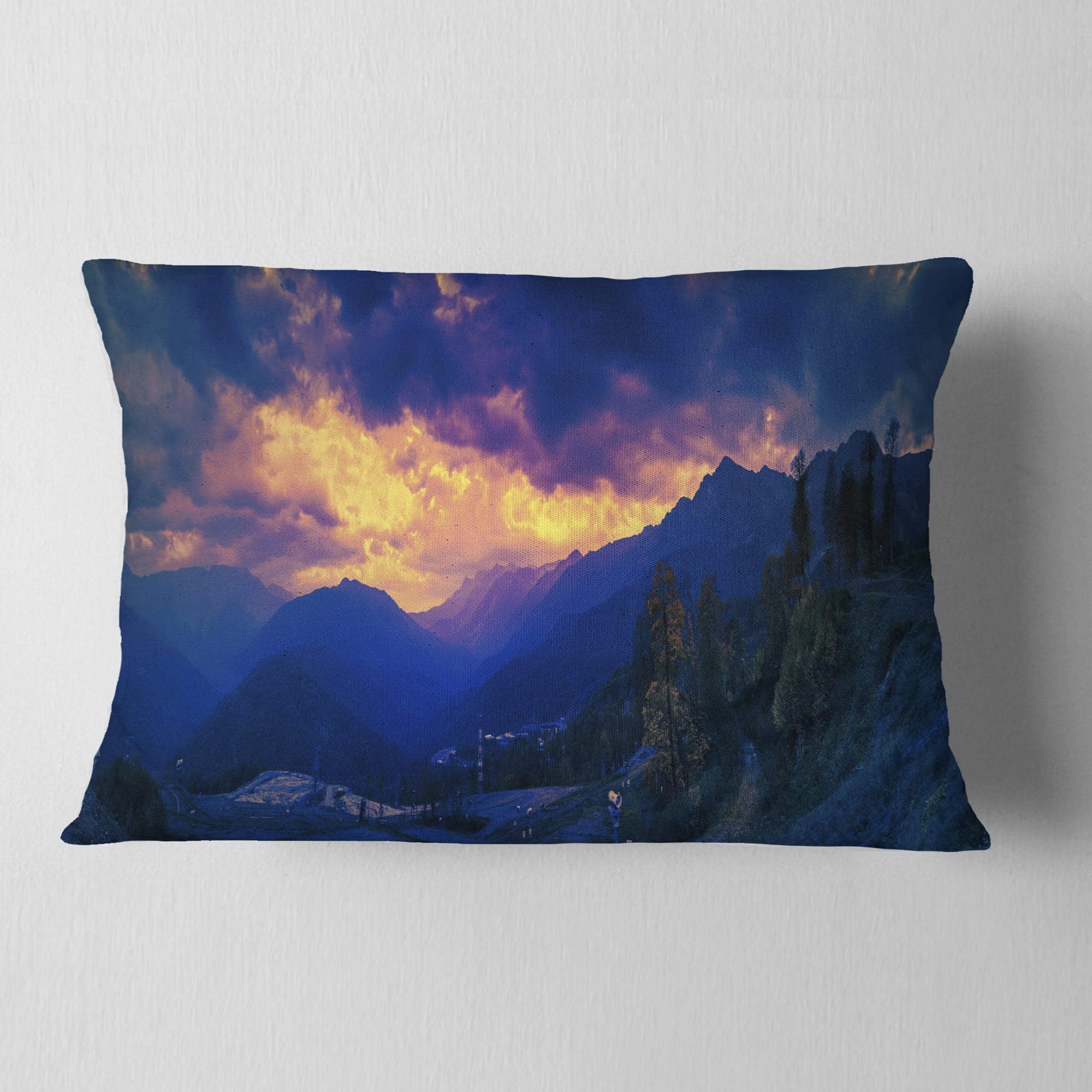 Designart 12" x 20" Multi-color Polyester Throw Pillow