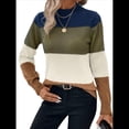 thumbnail image 2 of Suéteres de Bloque de Color para Mujer, Blusas de Larga con Cuello Alto, Suéter de Punto Holgado. Albaricoque L, 2 of 7