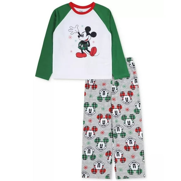 Mickey Mouse Toddler Boy's Holiday Christmas Jersey, Fleece Pajama Set, Size 3T
