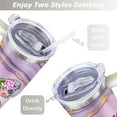 thumbnail image 5 of Purple Butterfly 40 Oz Tumbler with Handle Lid and Straw, Stainless Steel Double Walled Vacuum Insulated Cup, Cute Anniversary Wedding Birthday Gifts Tumbler for Women Men Friends Outdoor Indoor, 5 of 7