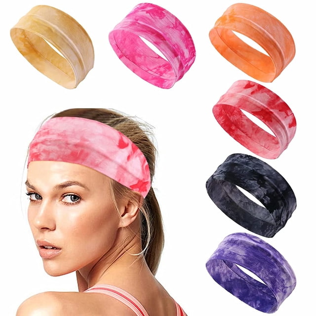 Diademas elásticas para entrenamiento deportivo, diademas para pelucas, diademas para yoga, diademas que absorben el sudor, diademas elásticas con efecto tie-dye, antideslizantes, de