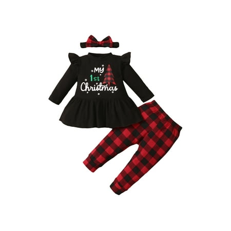 

Baby Girls Clothes Set 3 6 9 12 18 Months Pullover Tops Pants and Headdress