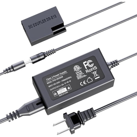 for Canon R50 Dummy Battery ACK-E18 AC Power Supply Adapter DR-E18 DC Coupler Kit for Canon EOS Rebel R50 R100 RP T6i T7i SL2 SL3 RP R10 T6s T8i 77D 200D 250D 750D 760D 800D 850D Cameras.
