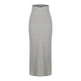 thumbnail image 5 of Srogem Women's Solid Sweater Skirts High Waist Rib Knit Pencil Midi Skirts Skinny Casual Long Skirts, 5 of 6