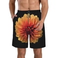 thumbnail image 2 of Uemuo Orange Dalia Pattern Men's Swim Trunks Hawaiian Beach Bathing Suit Swimsuits Beach Quick-Dry Shorts with Pockets-Medium, 2 of 9