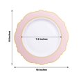 thumbnail image 3 of Efavormart 10 Pack 10" Blush Rose Gold White Plastic Party Plates With Round Blossom Design, Disposable Dinner Plates With Gold Rim, 3 of 11