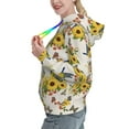 thumbnail image 2 of Kdxio Bird Sunflowers Print Womens Oversized Hoodies Sweatshirts Hooded Pullover Tops Sweaters Casual-Large, 2 of 7