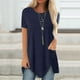 thumbnail image 1 of Pntutb Mujeres Plus Tamaño Botón Sólido Cuello Redondo Manga Corta Irregular Camiseta Blusa tops Pntutb Pntutb-1500, 1 of 6