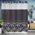 thumbnail image 6 of No Hook Boho Purple Flower Shower Curtain with Snap in Liner Set, Abstract Bohemia Pesley Floral Waterproof Fabric Bathroom Curtains with See Through Top Window, Hotel Style Standard 72 x 72 Inch, 6 of 9