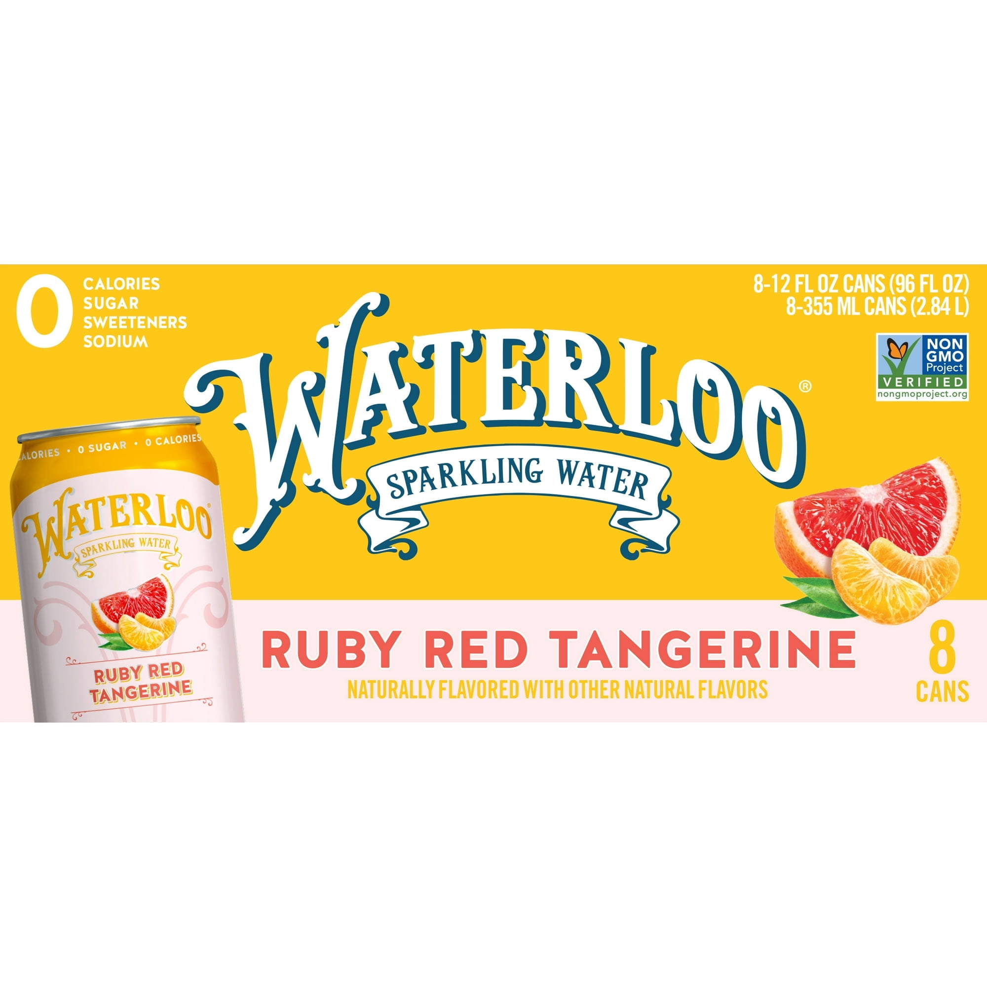 Waterloo Sparkling Water, Ruby Red Tangerine, 12 fl oz, 8 pack cans