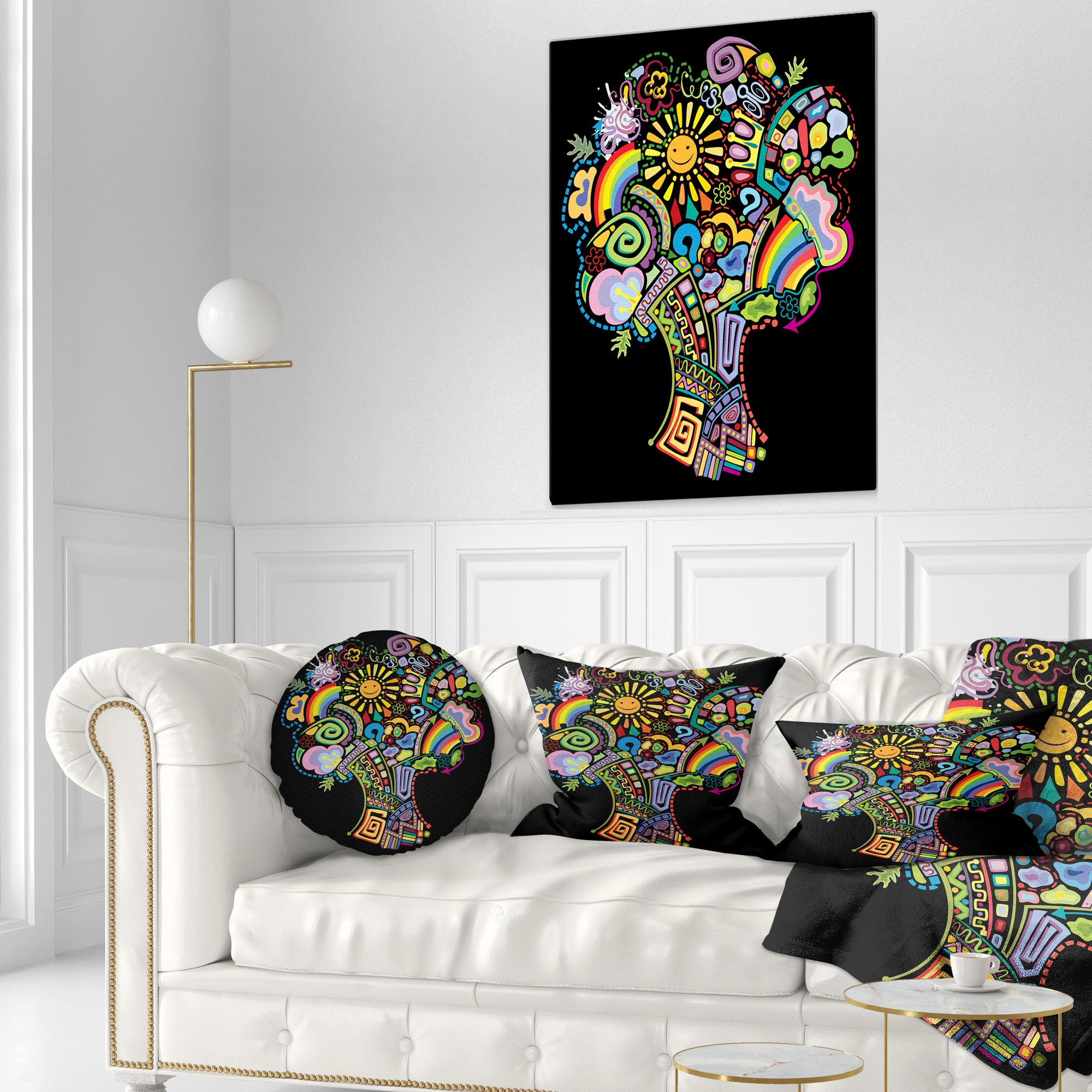 Designart Colorful Abstract Tree - Abstract Throw Pillow - 12x20