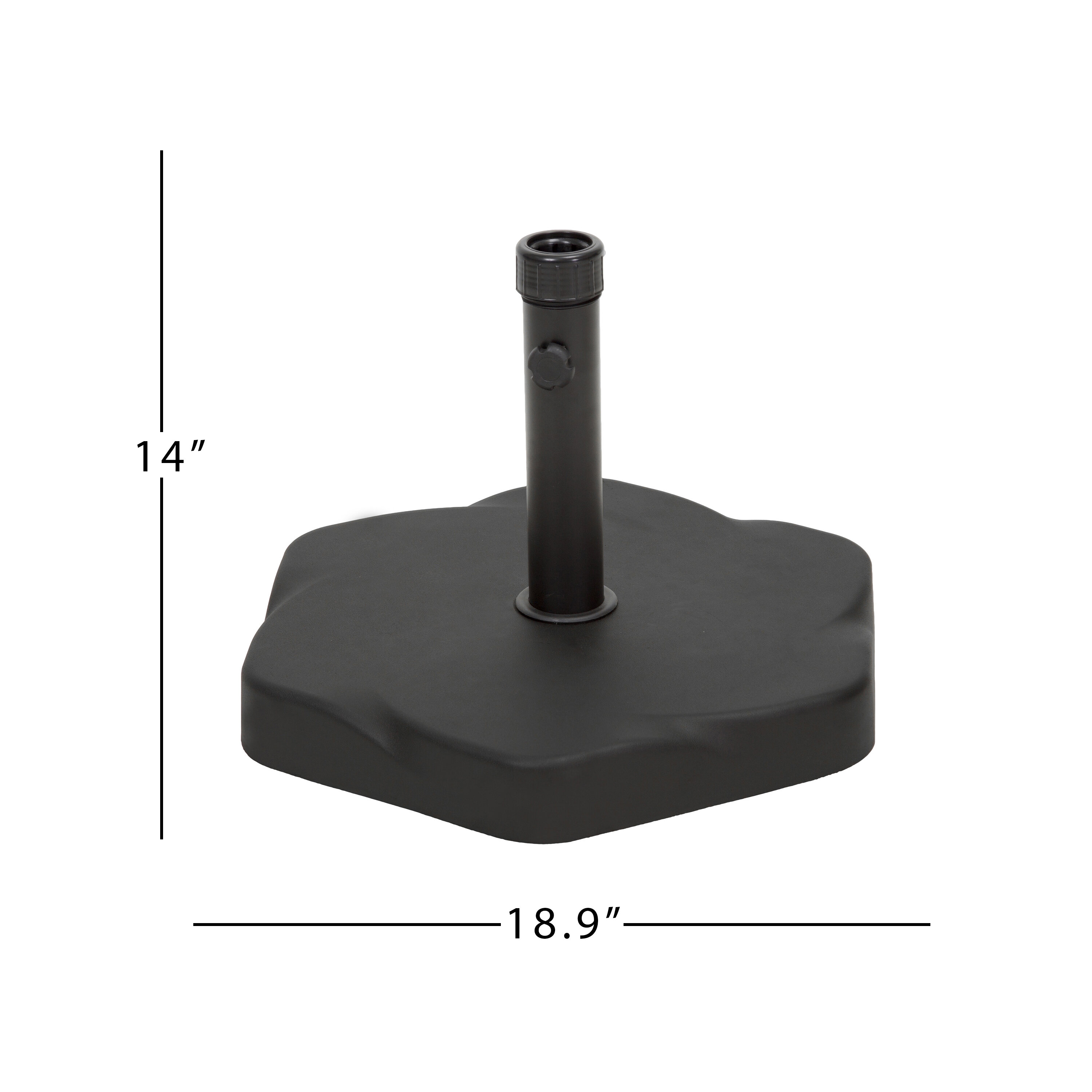 Hexagonal Umbrella Base - 66 lb Concrete & Iron Weighted Stand with 2 Adapters for 80-86" Patio Umbrellas, Black