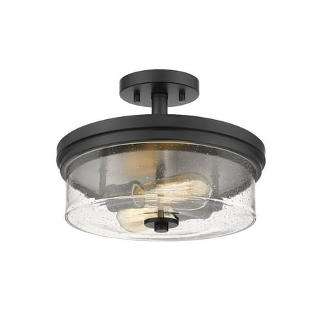- Z Lite 464SF-MB 9.75 x 13 in. Bohin 2 Light Semi Flush Mount with Clear Seedy Glass, Matte Black