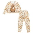 thumbnail image 2 of Tutolipy Capybara Daisy Printed Womens Pajama Sets Crewneck Sleepwear Soft Pjs Set Long Sleeve Tops Jogger Pants Pajama Sets, M, 2 of 7