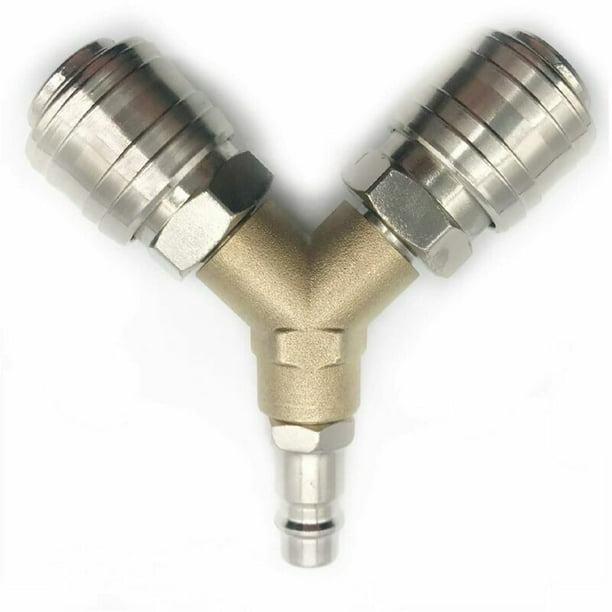 Conector de compresor, distribuidor de aire comprimido, conector de aire comprimido de 3 vías de liberación rápida de 1/4 con distribuidor en Y de rosca macho esquí esquí Gafas de esquí