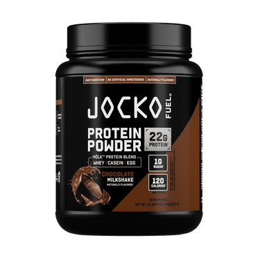 Jocko Fuel Whey Protein Powder, Chocolate, 22g Protein, Digestive Enzymes, Probiotic Blend, No Sugar Added, Essential Amino Acids, Electrolyte Minerals, 18 Servings