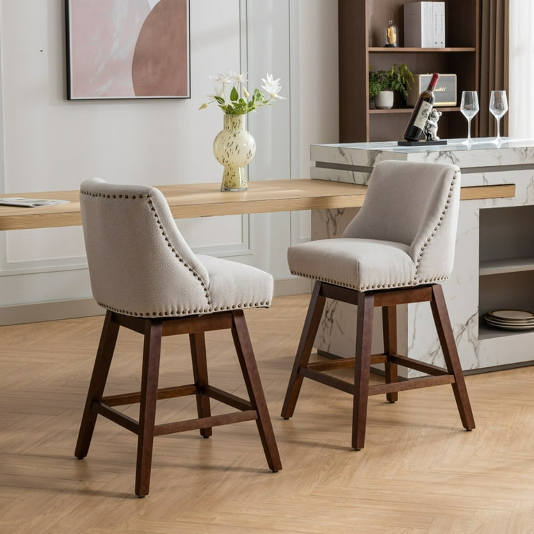 Swivel Bar Stools Set of 2, 26'' Upholstered Counter Height Swivel