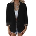thumbnail image 2 of Chaqueta con cuello de solapa frontal abierto chaqueta de mujer con bolsillos laterales clásicos informales suaves color sólido para ir de compras a la oficina ANGGREK Otros, 2 of 5