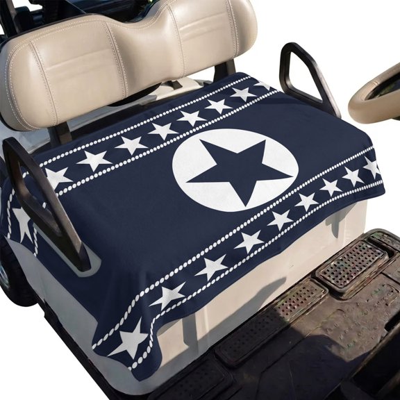 Golf Cart Seat Cover Western Texas Star Retro Club Car Golf Cart Seat Covers Soft Absorbent Golfcart Towel Blanket Tribal Navy Blue Golf Seat Covers for Cart Decor Fits 2 & 4 Passenger 51"x31"