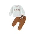 thumbnail image 1 of xiaxaixu 2Pcs Baby Boy Fall Outfits Long Sleeve Letter Print Sweatshirt + Pants Set Toddler Clothes, 1 of 8