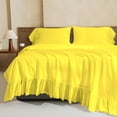 thumbnail image 3 of 4 Piece Corner Ruffle Sheet Set, 6" Inch Corner Ruffle On Flat Sheet And Pillowcases, 18 Inch Deep Pocket, 100% Egyptian Cotton, 800 TC, Olympic Queen Size, Solid Yellow, 3 of 6