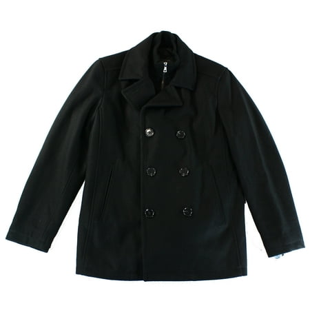 - INC NEW Black Mens Size Large L Peacoat Wool Double Breasted Coat