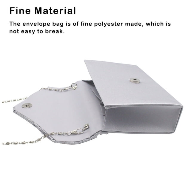 pitrice Women Envelope Bag Rectangular Hasp Rhinestone Stylish Fashionable Business Party Bridal Handbag Birthday Gift Silver