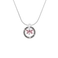 thumbnail image 2 of Delight Jewelry Silvertone Pink Dragonfly with Crystal Gymnastics Mom Ring Charm Necklace, 18", 2 of 4