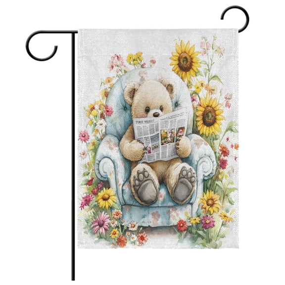 Ryvnso Bear Sunflower Pattern Garden Flag 12x18 Inch Double Sided Seasonal Yard Decoration