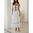 thumbnail image 5 of Michellecmm  Women Tube Dress Bow Contrast Color Ruffled Ruched Flowy Long Dress, 5 of 9