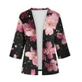 thumbnail image 3 of Oplxuo Women Cardigan 3/4 Sleeves Open Front Lightweight Cardigan Fashion Print Cardigan, 3 of 3