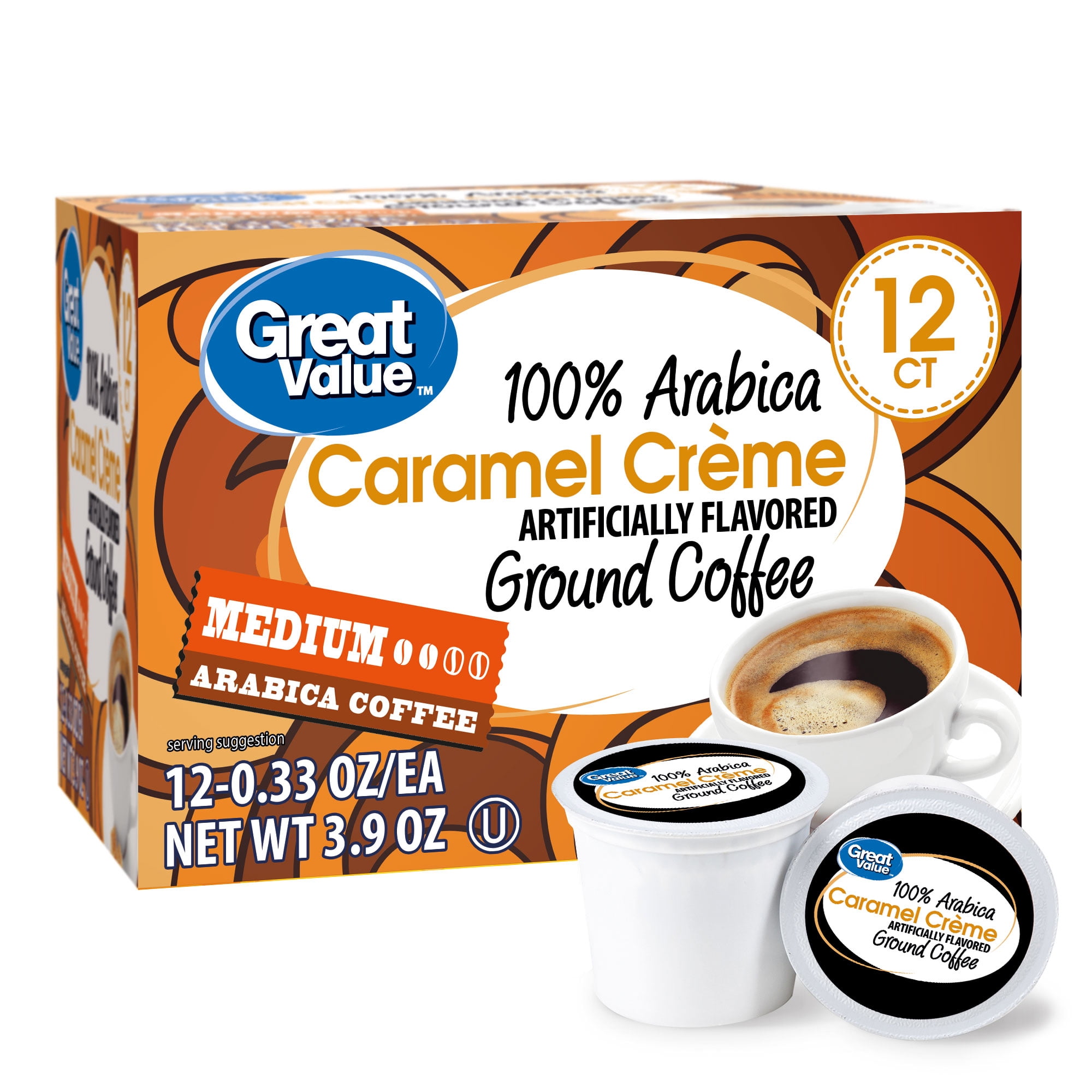 Great Value 100% Arabica Caramel Medium Roast Coffee Pods, 12 Ct
