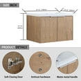 thumbnail image 6 of Noble House 30" Floating Bathroom Vanity, Resin Sink, Soft-Close Doors, Plywood Cabinet, Wall-Mounted, Imitative Oak, 6 of 14
