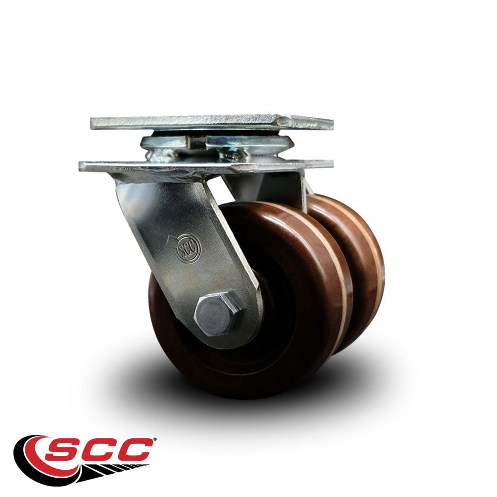 4 Inch Dual High Temp Phenolic Wheels Swivel Caster with Roller Bearing SCC