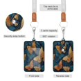 thumbnail image 2 of PU Leather Badge Holder ID Badge Holder with Lanyard for Cards & Credentials Teal and Orange Butterflies, 2 of 6